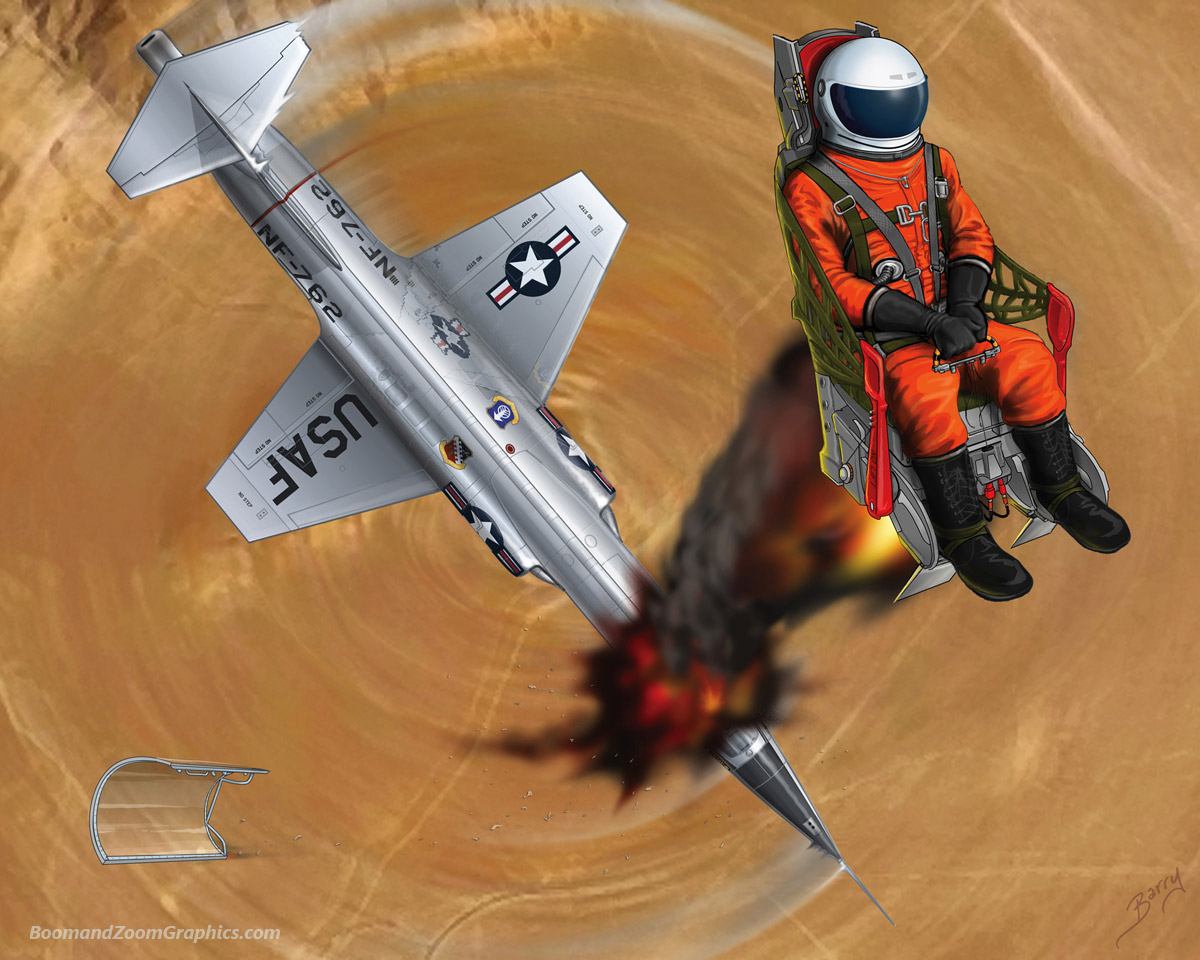 pilot ejecting from an NF-104 Starfighter