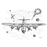 Original B-17 pen and ink drawing